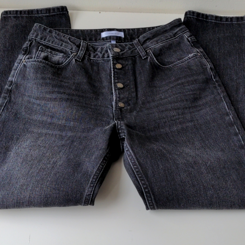 Anine Bing Frida Black Button Fly Jeans